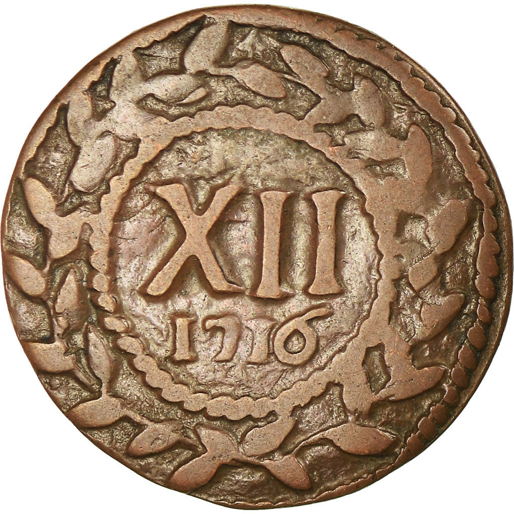 Monnaie, France, Méreau de 12 deniers, 1716, Saint Omer, TTB, Cuivre