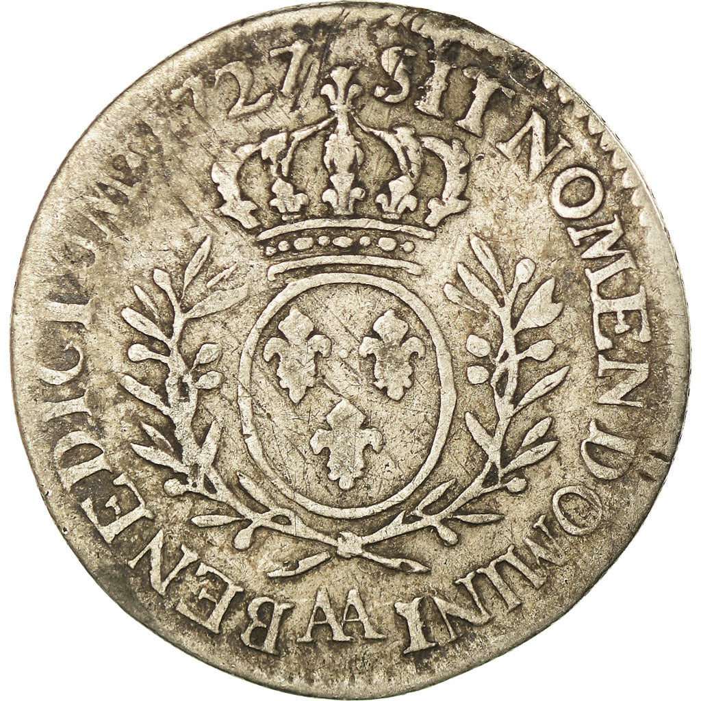Monnaie, France, Louis XV, 1/5 Écu aux branches d'olivier, 24 Sols, 1/5 ECU