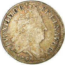 Moeda, França, Louis XIV, 10 Sols aux insignes, 10 Sols-1/8 Ecu, 1704, Paris