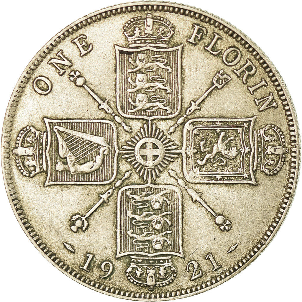 Coin, Great Britain, George V, Florin, Two Shillings, 1916, EF(40-45), Silver