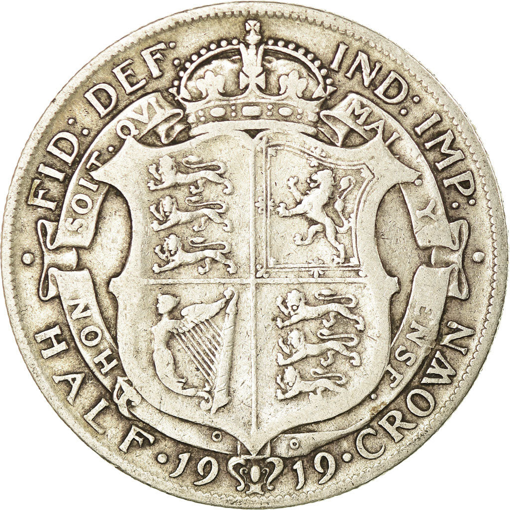 Coin, Great Britain, George V, 1/2 Crown, 1919, VF(20-25), Silver, KM:818.1