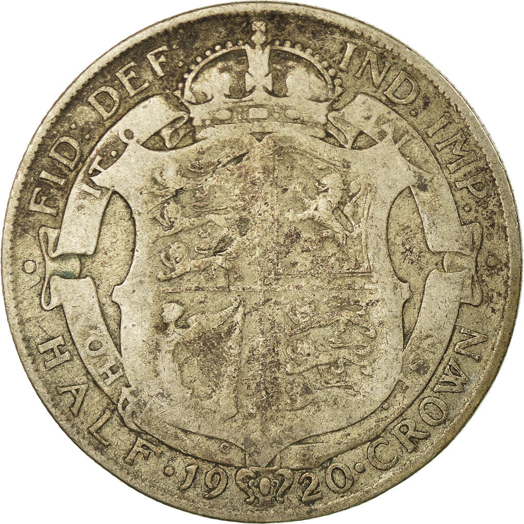 Coin, Great Britain, George V, 1/2 Crown, 1920, F(12-15), Silver, KM:818.1a