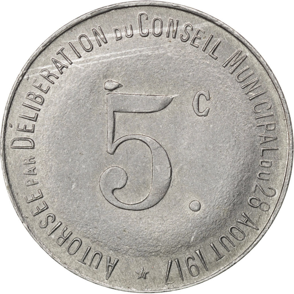 France, 5 Centimes, 1917, AU(50-53), Aluminium, Elie #10.1, 1.50