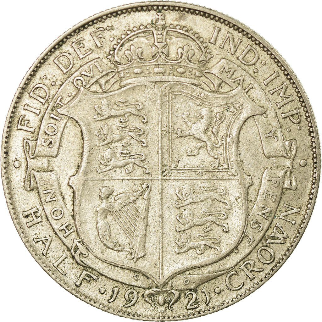 Coin, Great Britain, George V, 1/2 Crown, 1921, VF(30-35), Silver, KM:818.1a