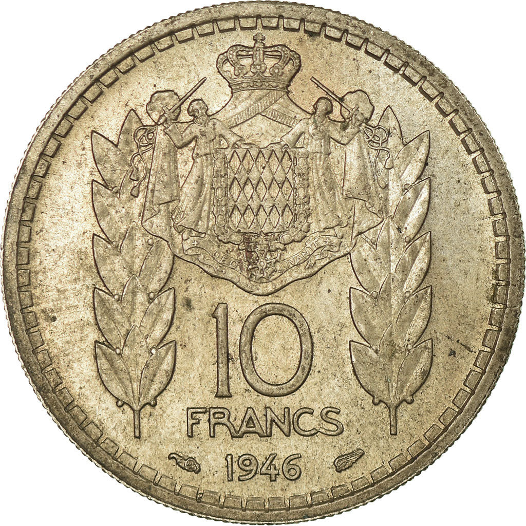 Coin, Monaco, Louis II, 10 Francs, 1946, Poissy, AU(50-53), Copper-nickel