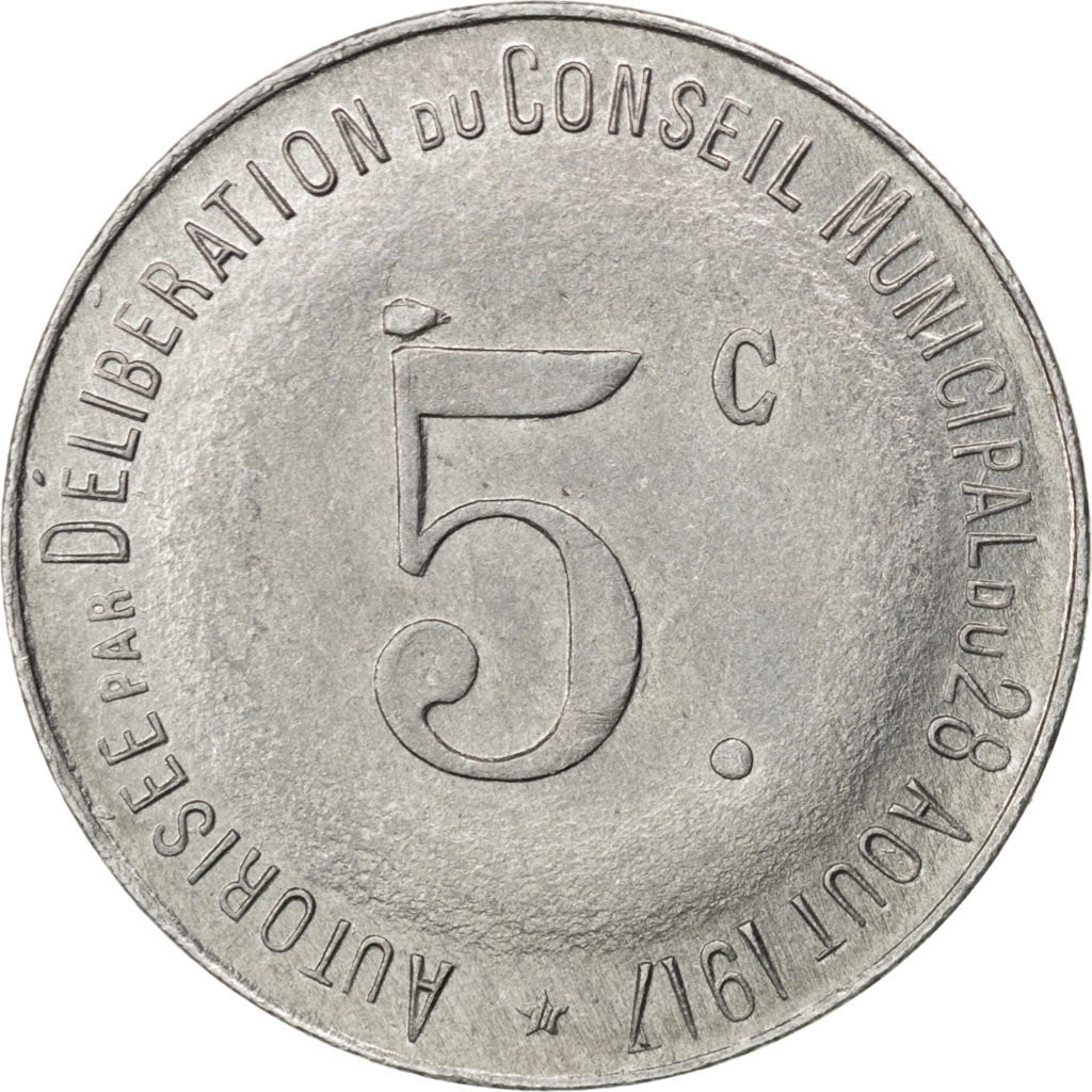 France, 5 Centimes, 1917, AU(55-58), Aluminium, Elie #10.1, 1.60