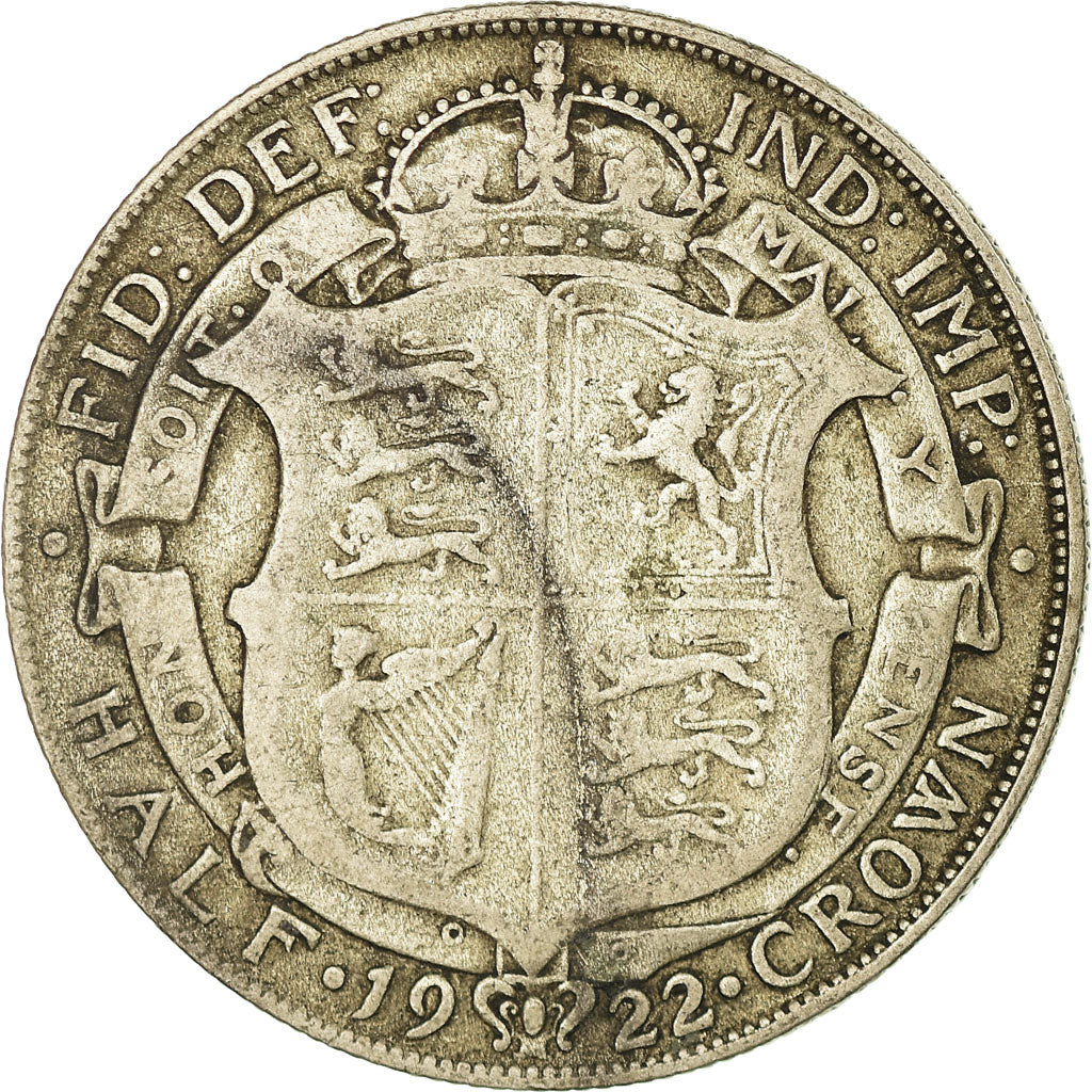 Coin, Great Britain, George V, 1/2 Crown, 1922, VF(20-25), Silver, KM:818.1a