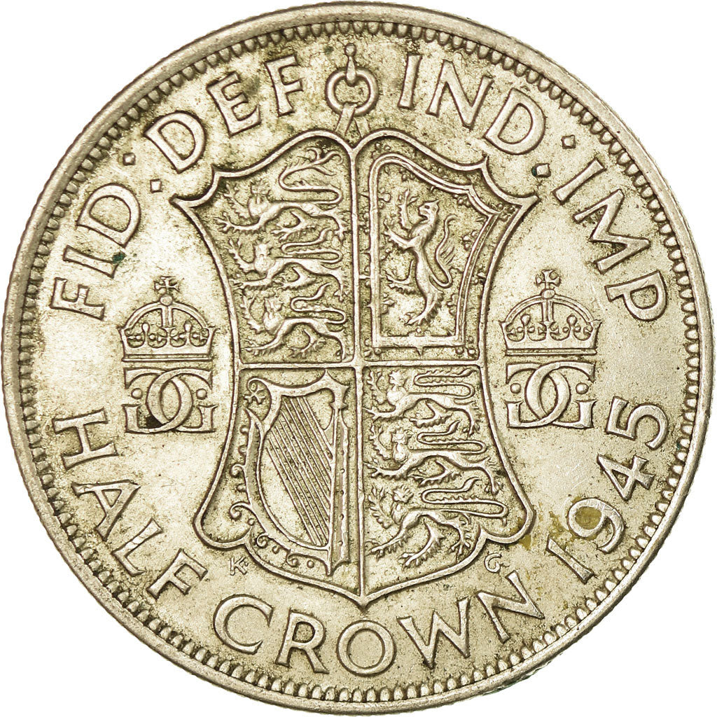 Great Britain, George VI, 1/2 Crown, 1945, AU(50-53), Silver, KM:856