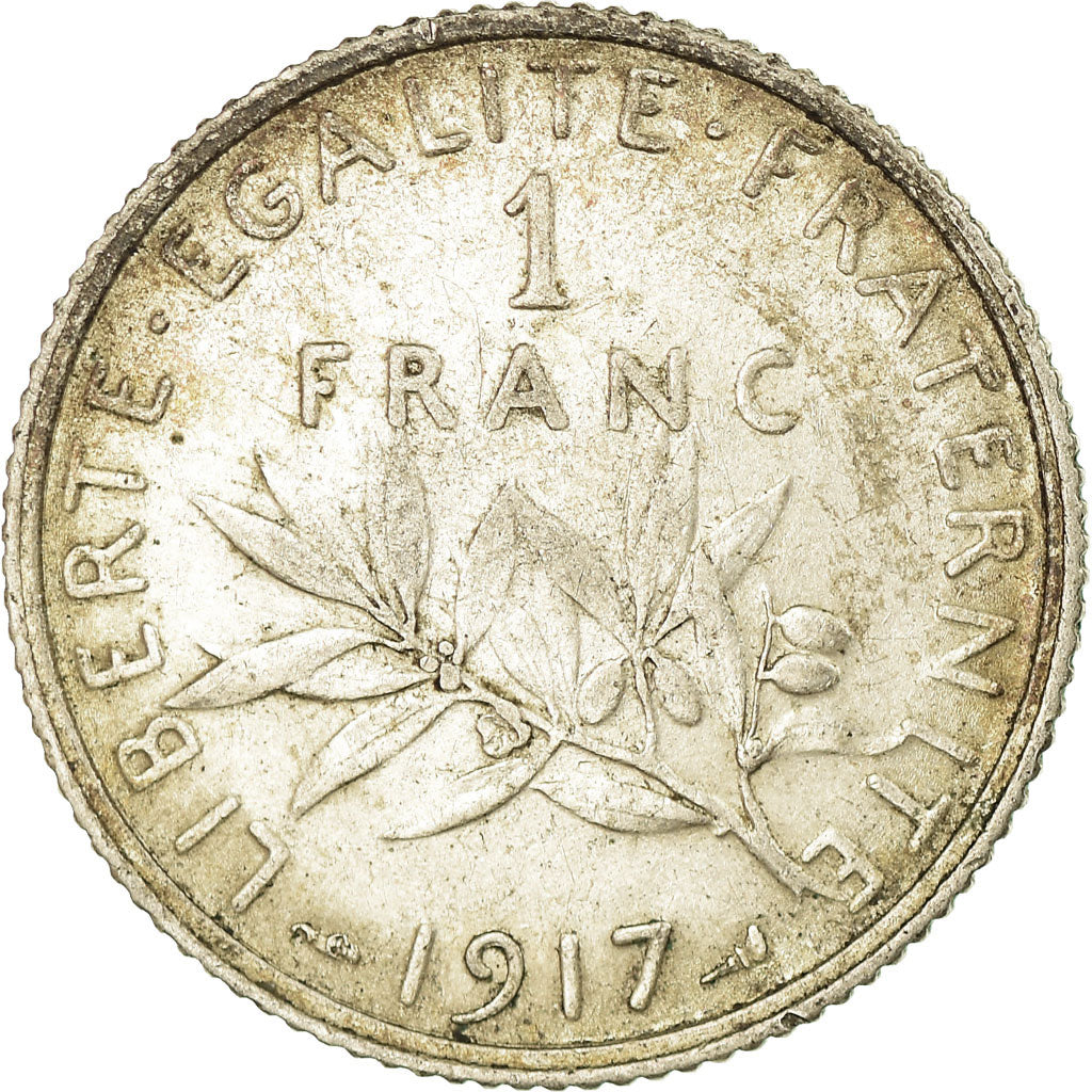 Moneta, Francia, Semeuse, Franc, 1917, Paris, BB, Argento, KM:844.1, Gadoury:467