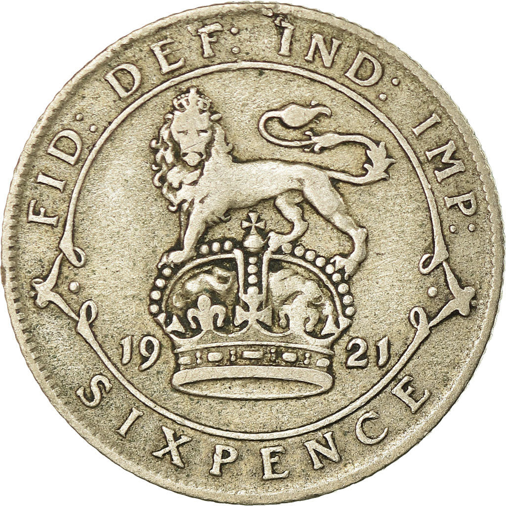 Coin, Great Britain, George V, 6 Pence, 1921, EF(40-45), Silver, KM:815a.1