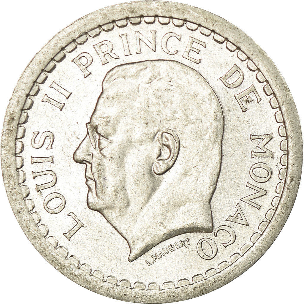 Coin, Monaco, Louis II, 2 Francs, Undated (1943), AU(50-53), Aluminum, KM:121