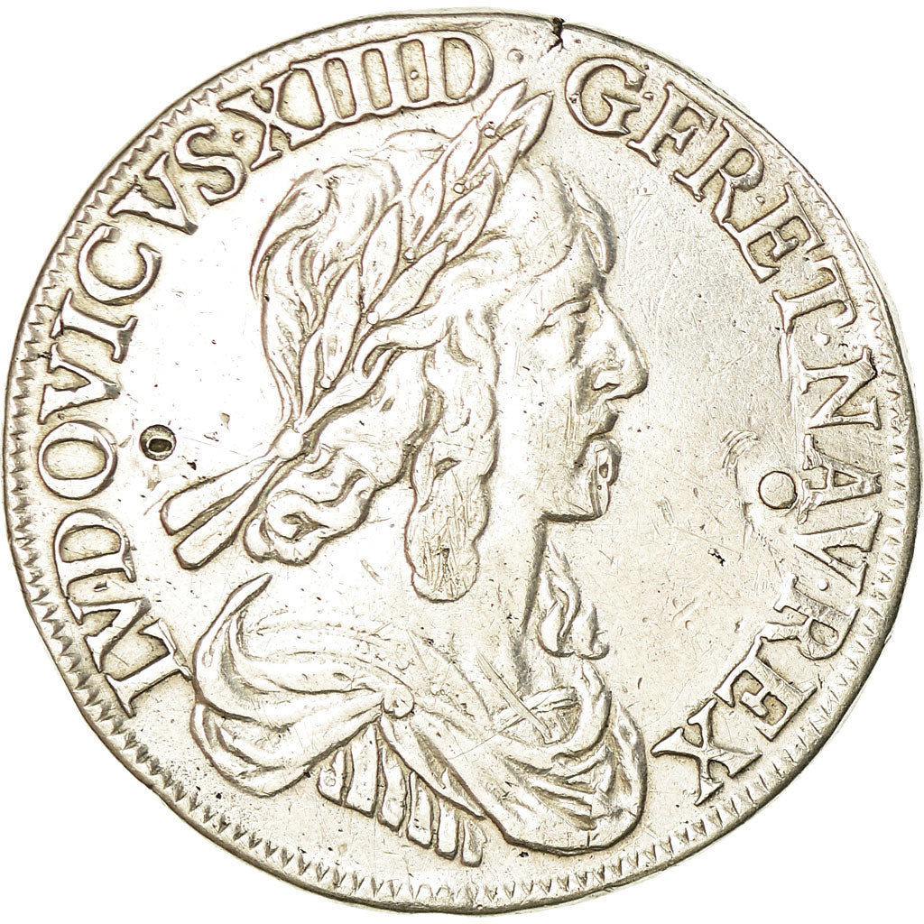 Moeda, França, Louis XIII, 1/2 Écu, deuxième poinçon de Warin, 1/2 Ecu