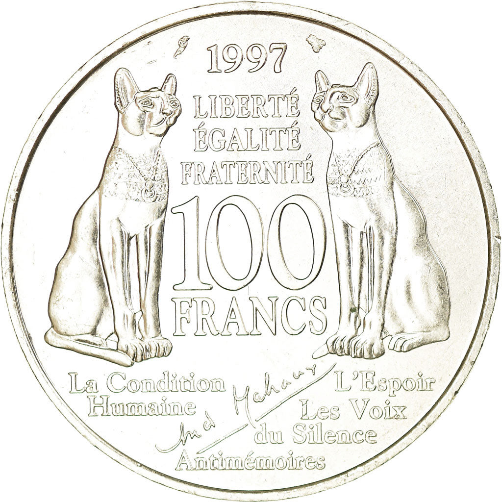 Moneta, Francia, André Malraux, 100 Francs, 1997, SPL-, Argento, Gadoury:954