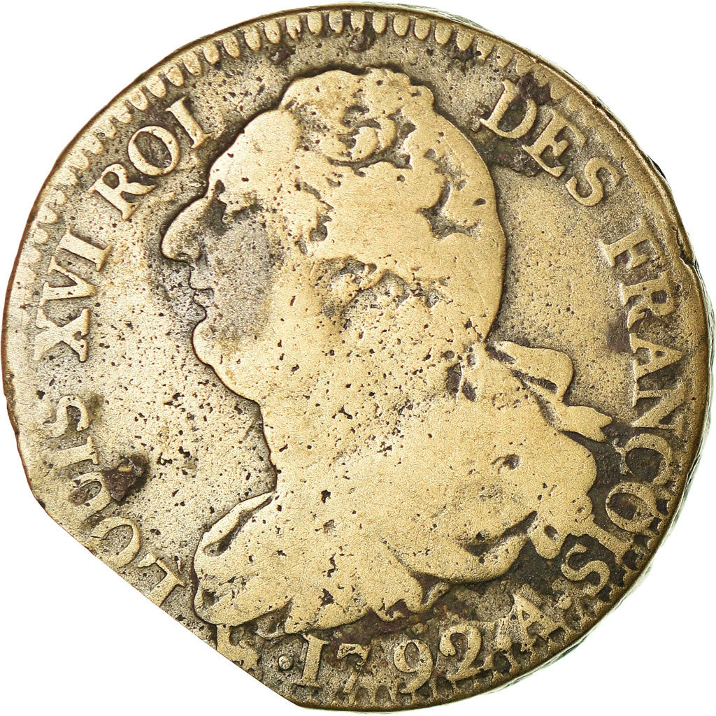 Coin, France, 2 sols françois, 2 Sols, 1792, Paris, VF(20-25), Bronze