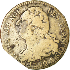 Coin, France, 2 sols françois, 2 Sols, 1792, Paris, VF(20-25), Bronze