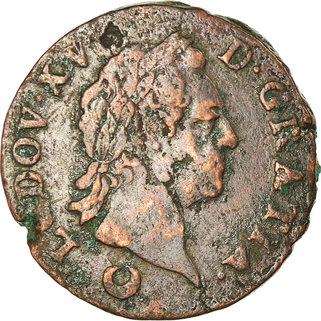Moneta, Francia, Louis XV, Sol à la vieille tête, Sol, 1772, Metz, MB+, Rame