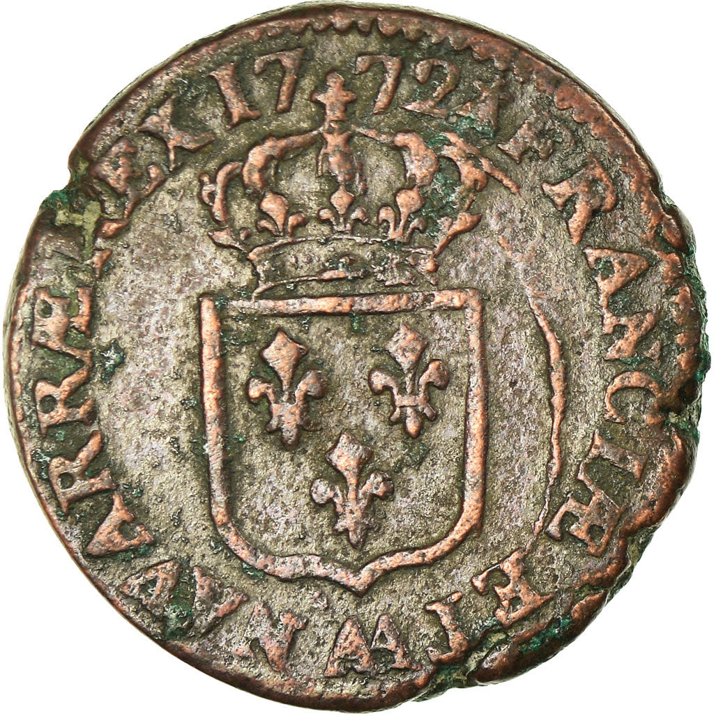 Moneta, Francia, Louis XV, Sol à la vieille tête, Sol, 1772, Metz, MB+, Rame