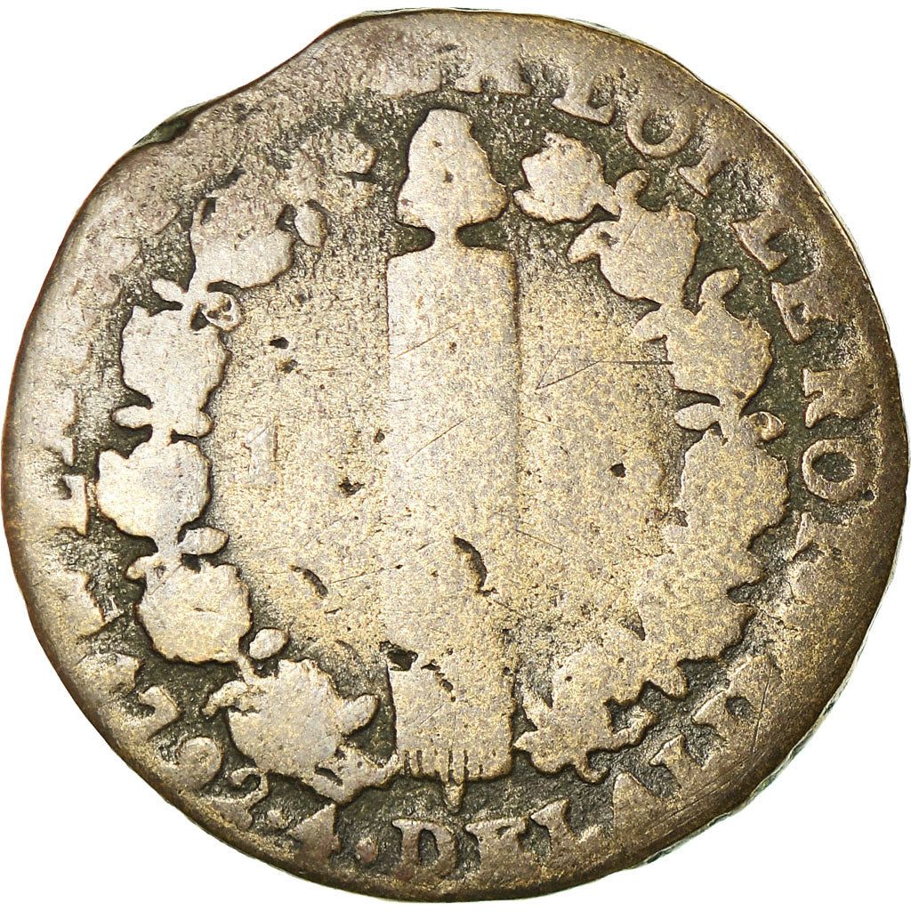 Munten, Frankrijk, Louis XVI, 12 Deniers, 1792, Nantes, ZG+, Bronze, Gadoury:15