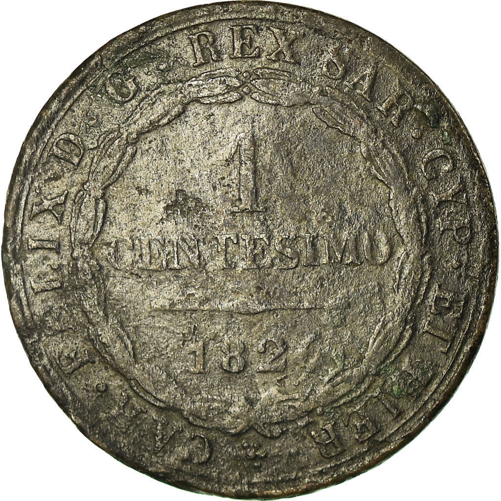 Moneda, Estados italianos, SARDINIA, Carlo Felice, Centesimo, 1826, Genoa, BC+