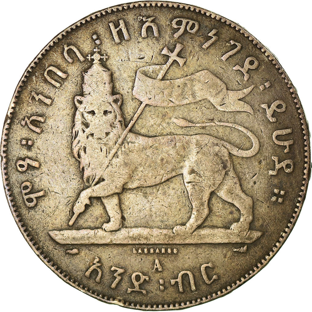 Coin, Ethiopia, Menelik II, Birr, 1897, Paris, EF(40-45), Silver, KM:5