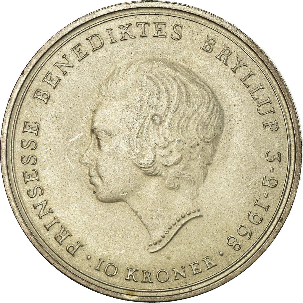 Coin, Denmark, Frederik IX, 10 Kroner, 1968, Copenhagen, AU(50-53),Silver,KM 857