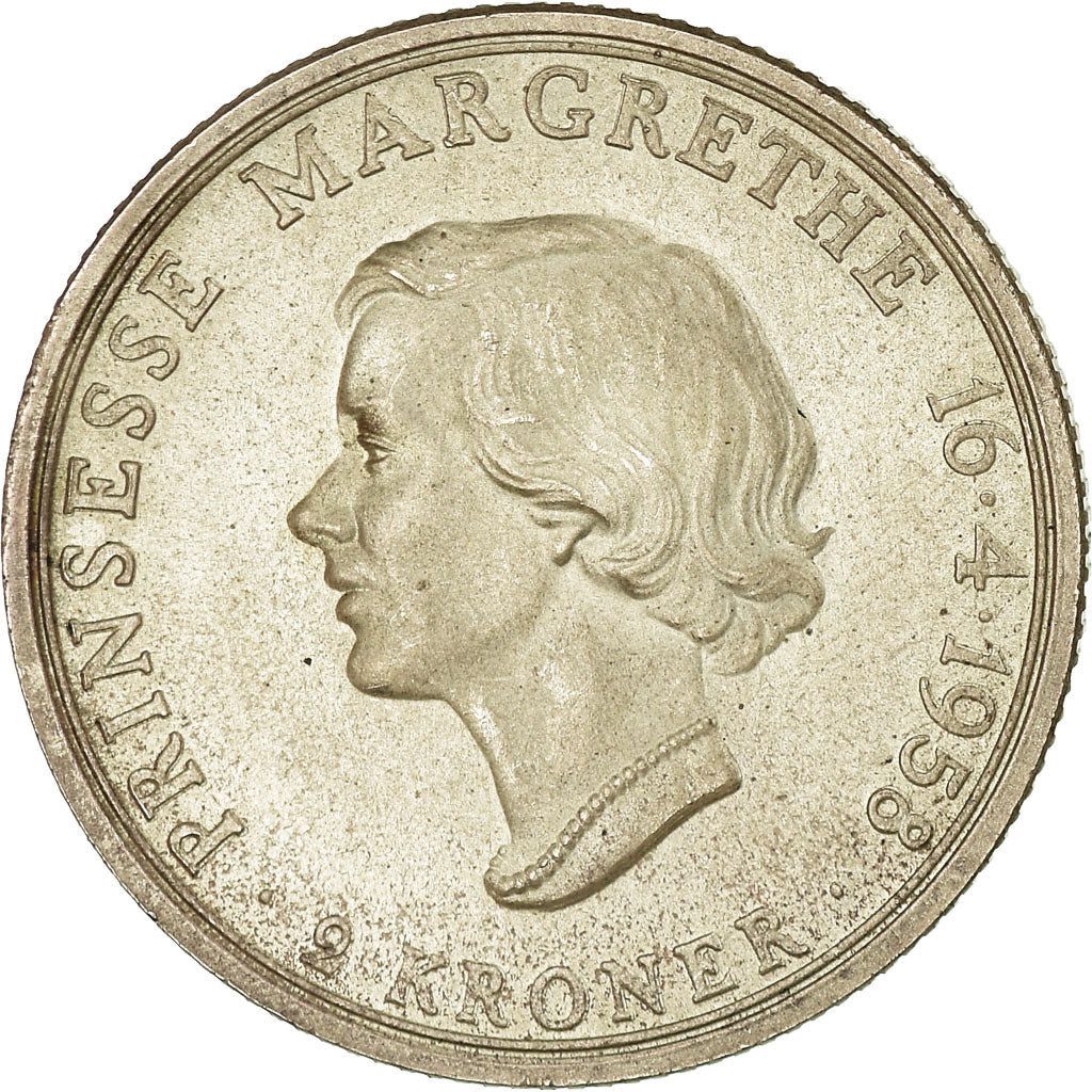 Danemark, Frederik IX, 2 Kroner, 1958, Copenhagen, TTB+, Argent, KM:845