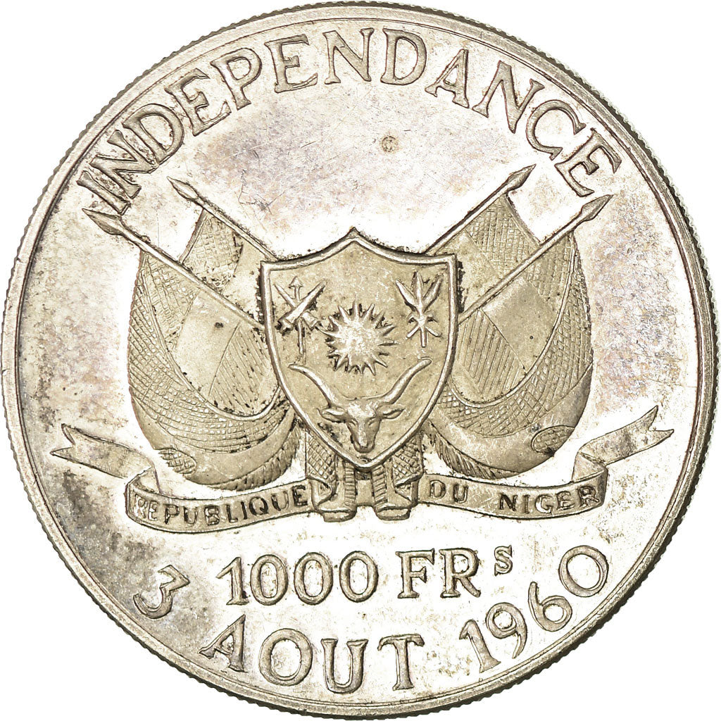 Coin, Niger, 1000 Francs, 1960, AU(55-58), Silver, KM:6
