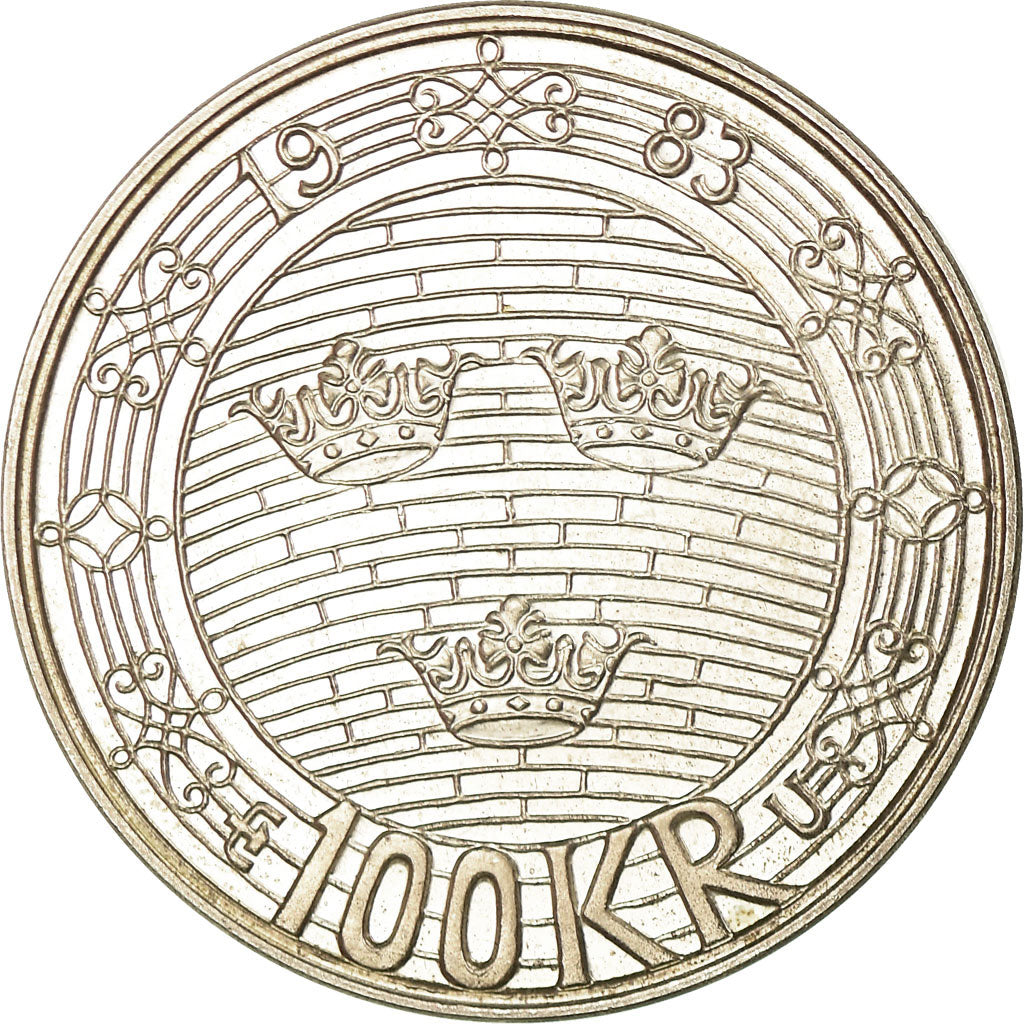 Monnaie, Suède, Carl XVI Gustaf, 100 Kronor, 1983, SUP, Argent, KM:861