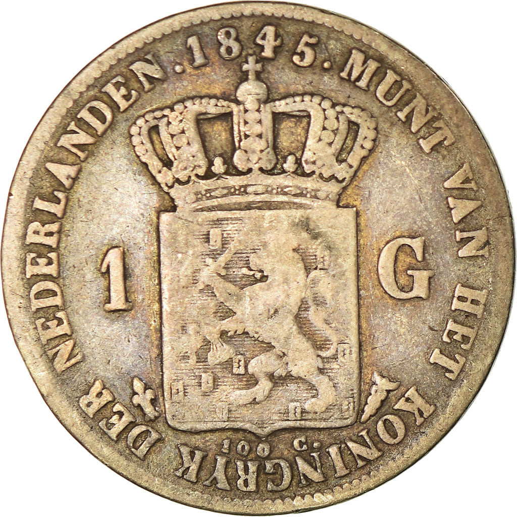 Coin, Netherlands, William II, Gulden, 1845, VF(20-25), Silver, KM:66