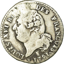 Moneda, Francia, Louis XVI, 15 Sols, 1791, Limoges, BC+, Plata, KM:604.5
