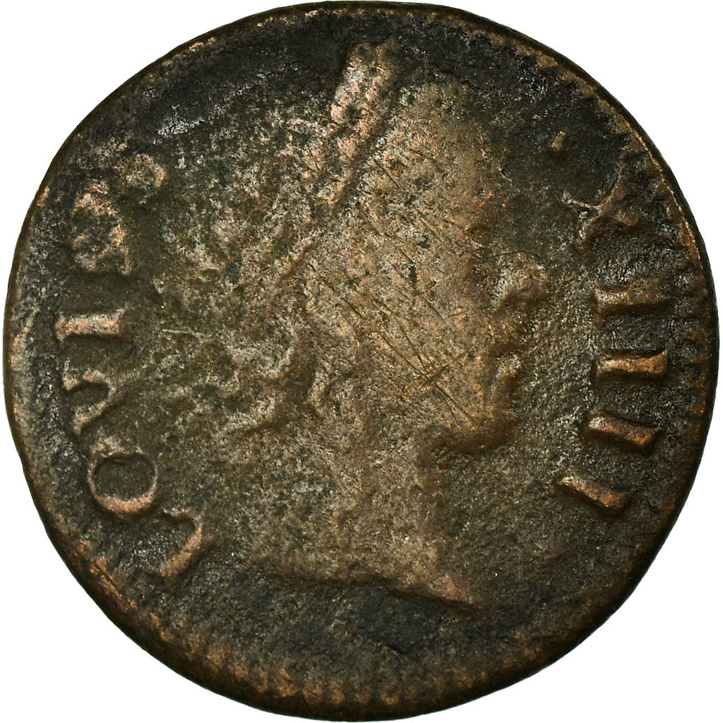 France, Louis XIV, Denier tournois, 1649/2, Paris, TB+, Cuivre, CGKL:552