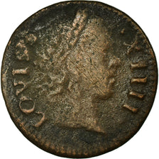 France, Louis XIV, Denier tournois, 1649/2, Paris, TB+, Cuivre, CGKL:552