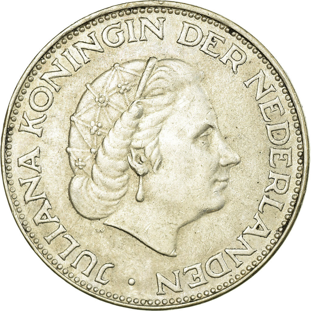 Coin, Netherlands, Juliana, 2-1/2 Gulden, 1966, EF(40-45), Silver, KM:185