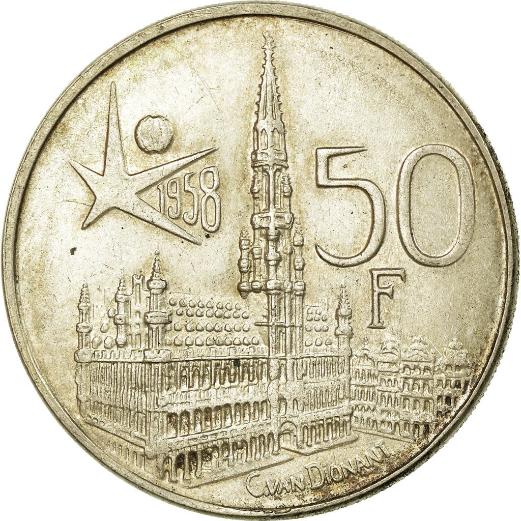 Moneta, Belgio, 50 Francs, 50 Frank, 1958, Brussels, BB+, Argento, KM:151.1