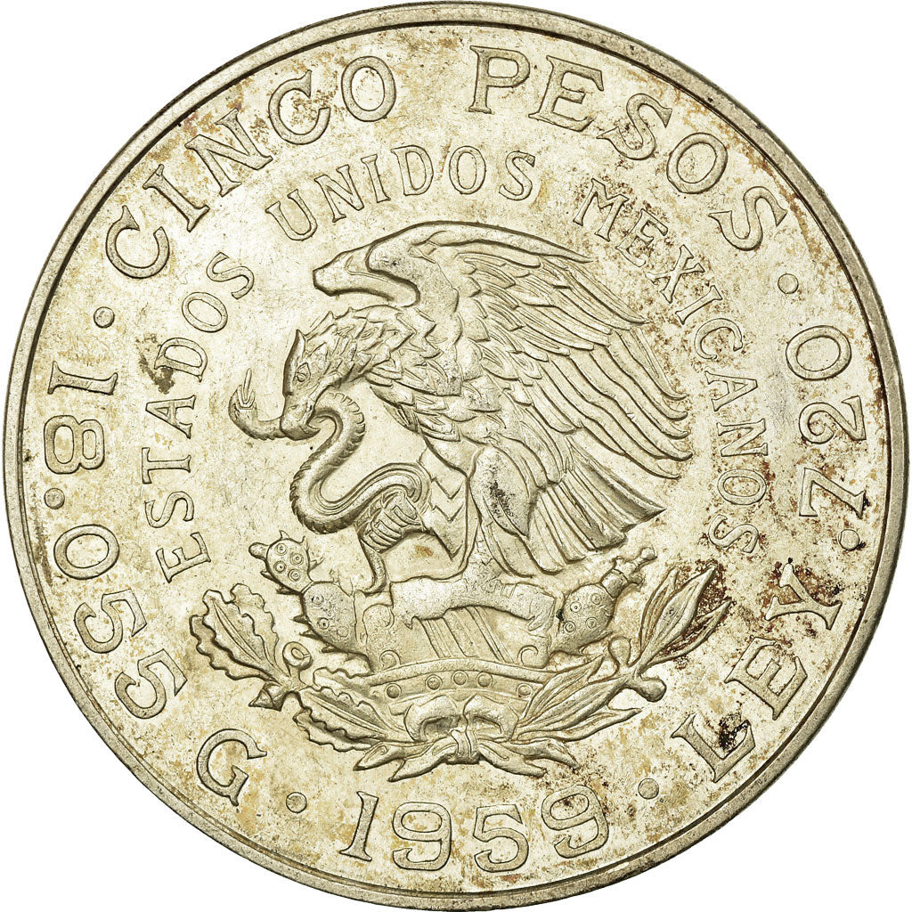 Monnaie, Mexique, 5 Pesos, 1959, Mexico City, TTB+, Argent, KM:471