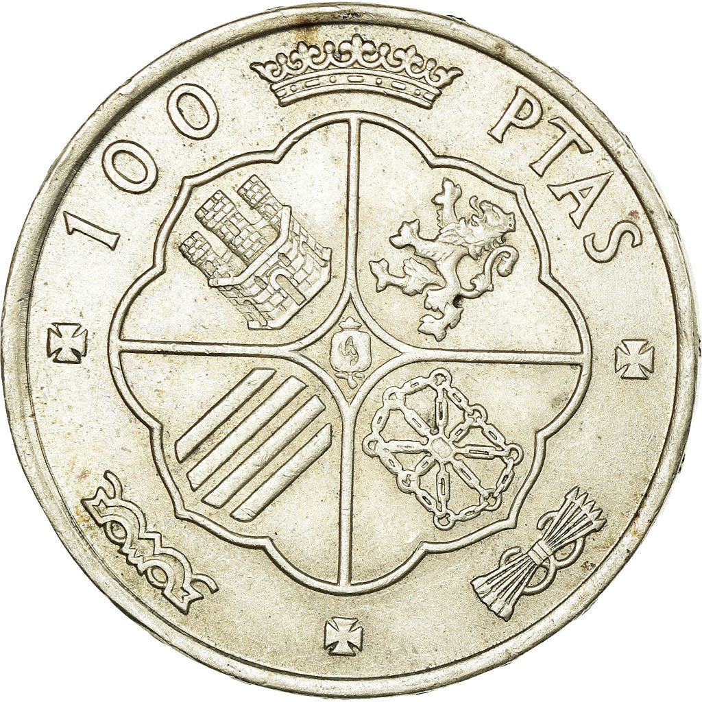 Coin, Spain, Caudillo and regent, 100 Pesetas, 1966, AU(50-53), Silver, KM:797