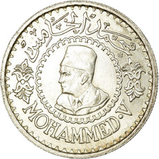Coin, Morocco, Mohammed V, 500 Francs, 1956, Paris, AU(50-53), Silver, KM:54