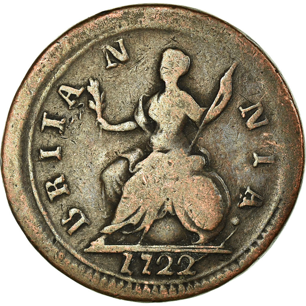 Coin, Great Britain, George I, Farthing, 1722, VF(30-35), Copper, KM:556