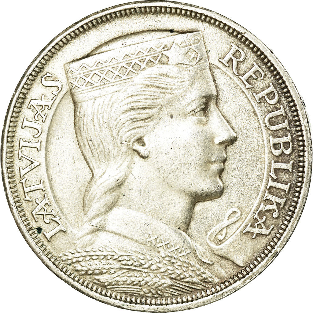 Coin, Latvia, 5 Lati, 1932, EF(40-45), Silver, KM:9