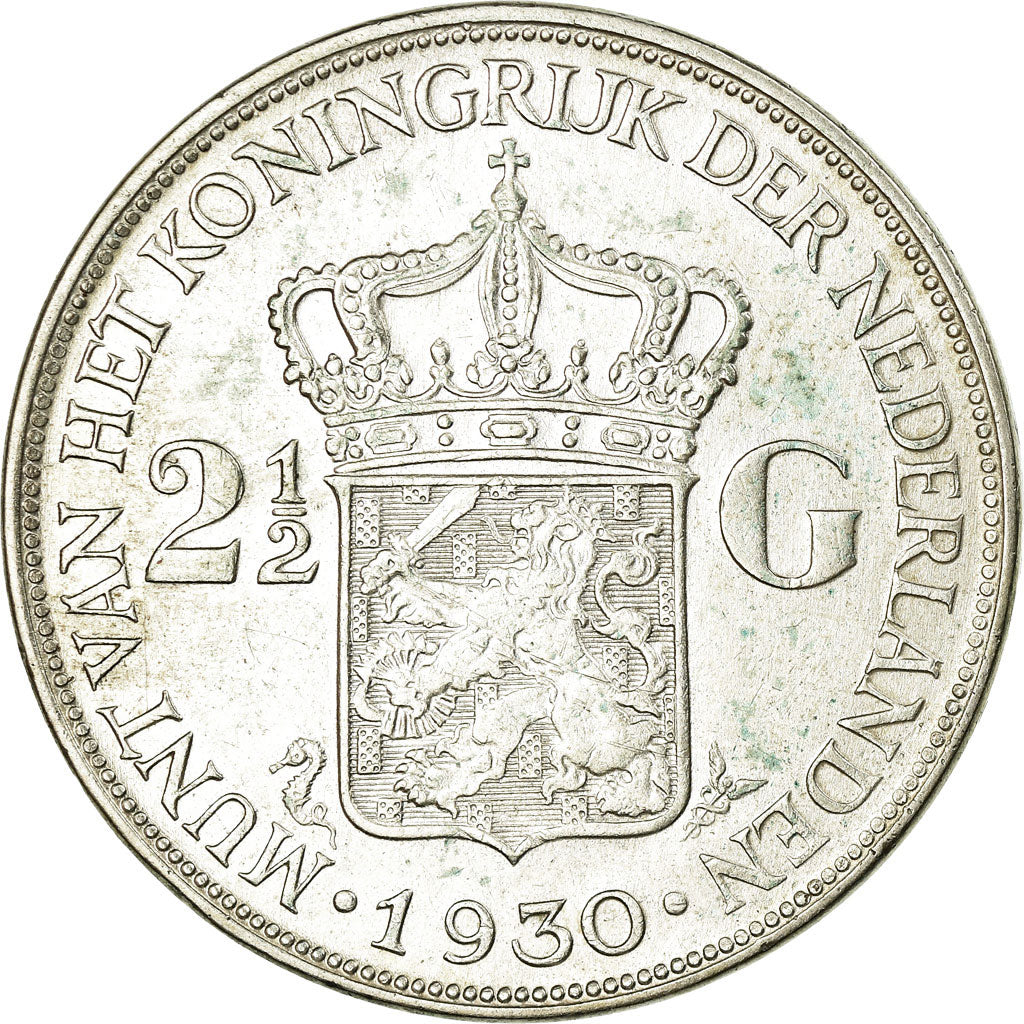 Coin, Netherlands, Wilhelmina I, 2-1/2 Gulden, 1930, EF(40-45), Silver, KM:165