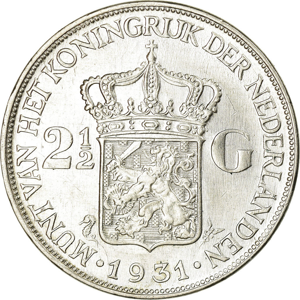 Moneta, Paesi Bassi, Wilhelmina I, 2-1/2 Gulden, 1931, BB+, Argento, KM:165