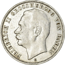 Moeda, Estados Alemães, BADEN, Friedrich II, 3 Mark, 1909, Stuttgart