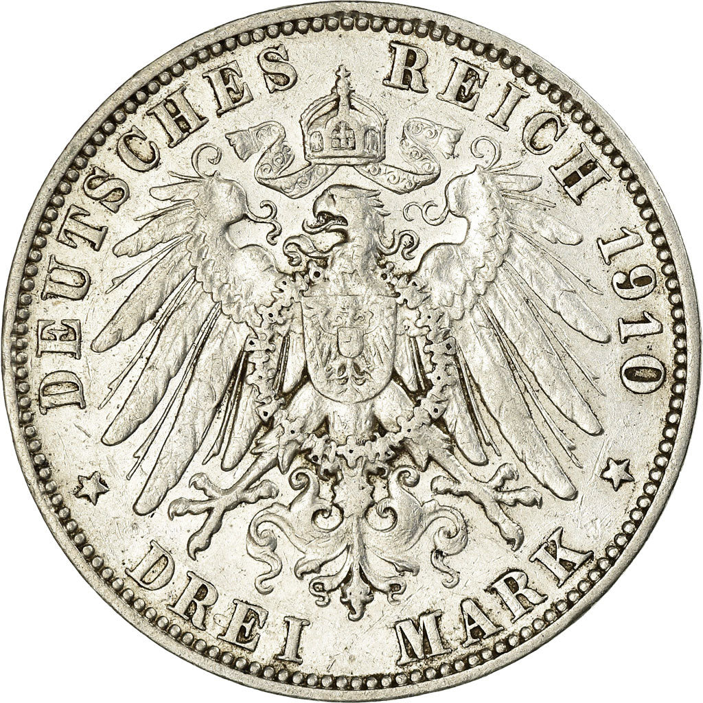 Coin, German States, SAXONY-ALBERTINE, Friedrich August III, 3 Mark, 1910