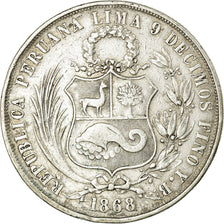 Coin, Peru, SOUTH PERU, Sol, 1868, Lima, VF(30-35), Silver, KM:196.3