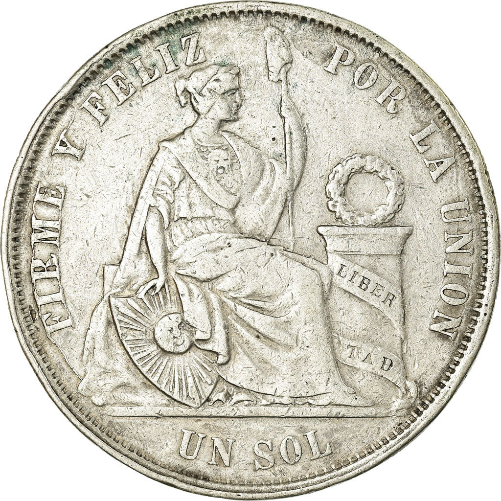 Coin, Peru, SOUTH PERU, Sol, 1868, Lima, VF(30-35), Silver, KM:196.3