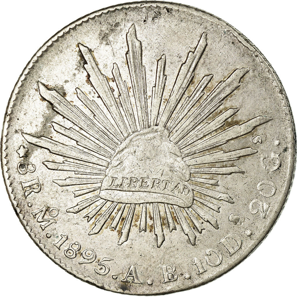Munten, Mexico, 8 Reales, 1895, Mexico City, ZF+, Zilver, KM:377.10