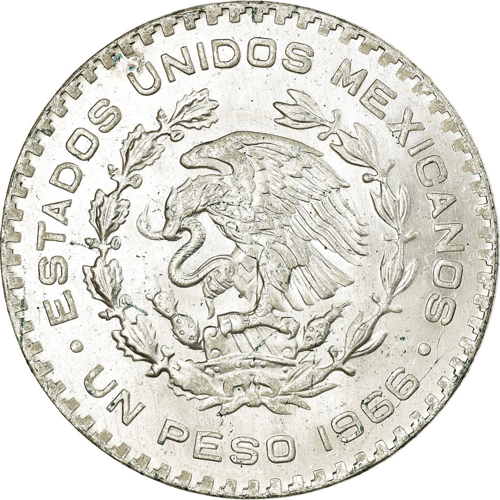 Coin, Mexico, Peso, 1966, Mexico City, AU(55-58), Silver, KM:459