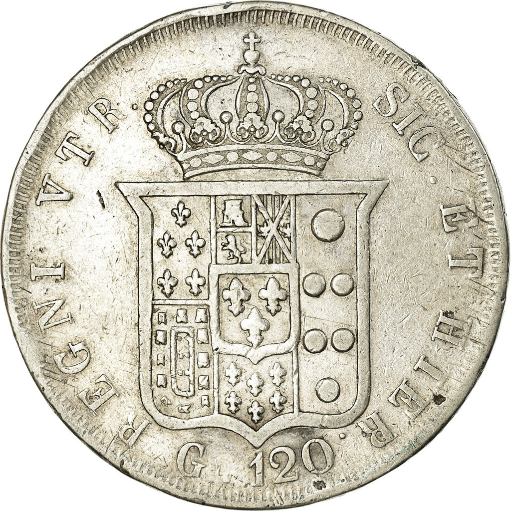 Coin, ITALIAN STATES, NAPLES, Ferdinando II, 120 Grana, 1844, VF(20-25), Silver