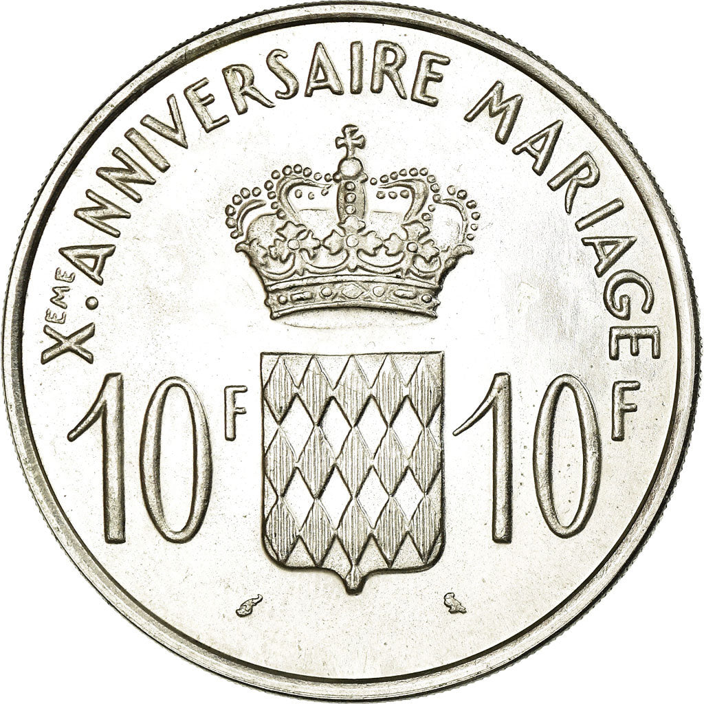 Coin, Monaco, Rainier III, 10 Francs, 1966, AU(50-53), Silver, KM:M1, Gadoury:MC