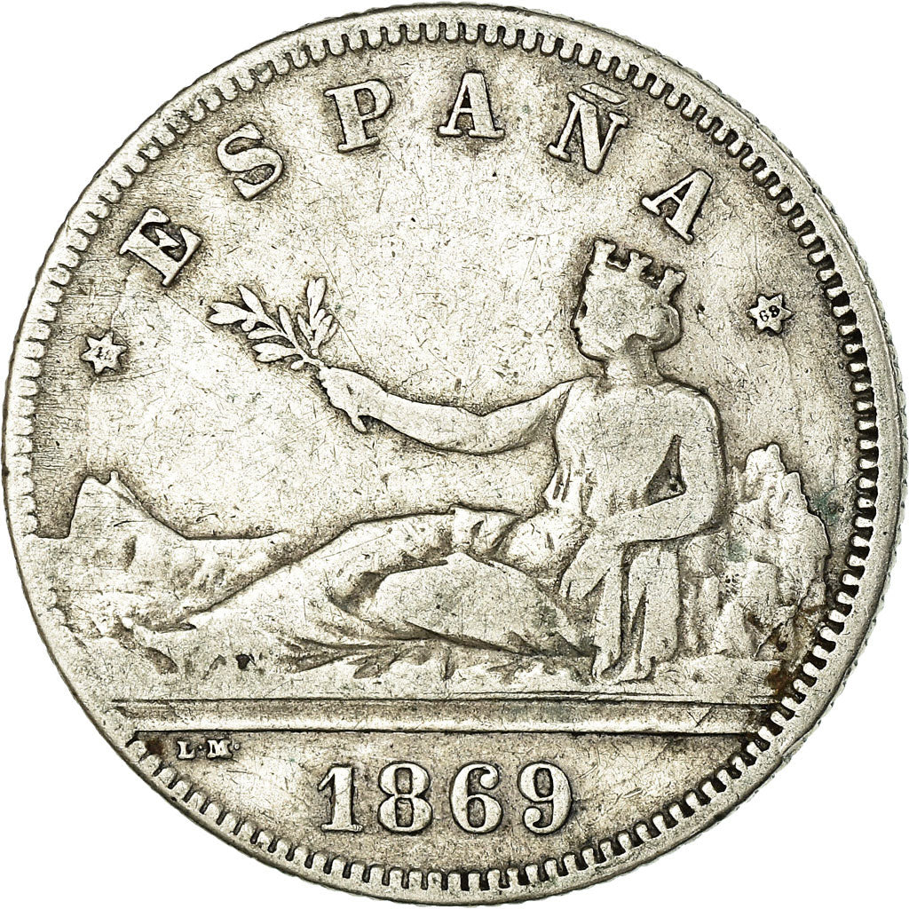Coin, Spain, Provisional Government, 2 Pesetas, 1869, Madrid, EF(40-45), Silver